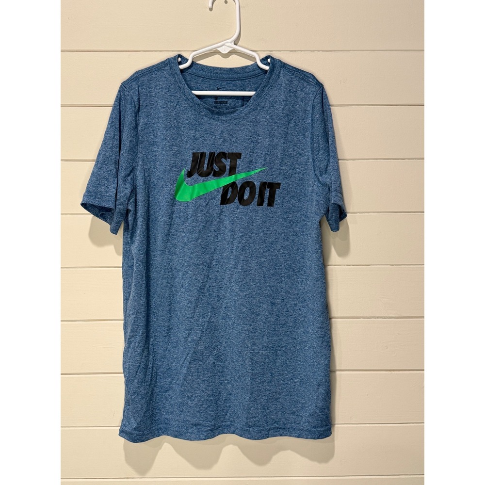 Kids Nike Just Do It Blue Heather Graphic T Shirt Tee Size L